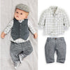 Popular Style Bebe Clothes Autumn Baby Suit Gentleman Boys Clothing Set Vest+Long-sleeves Shirt+Long Pant