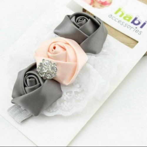 Fashion Elastic Headbands Rose Flower Crystal Baby Hair Accessories